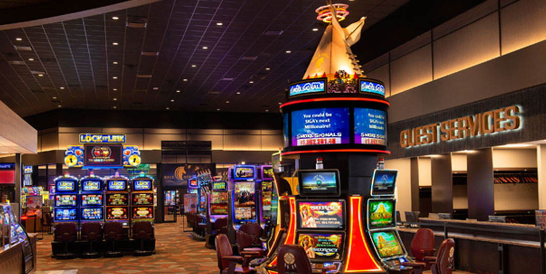 Gaming floor with Smoke Signals slot machine